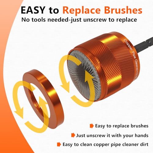 1/2" & 3/4" Cleaner Set for Drill,with 1/4" Hex Shank & 6 Brush Blades & 2 Pipe Cleaning Brush,Drill Copper Pipe Cleaner for Removing Rust,Stains & Paint from Copper & Metal Pipes