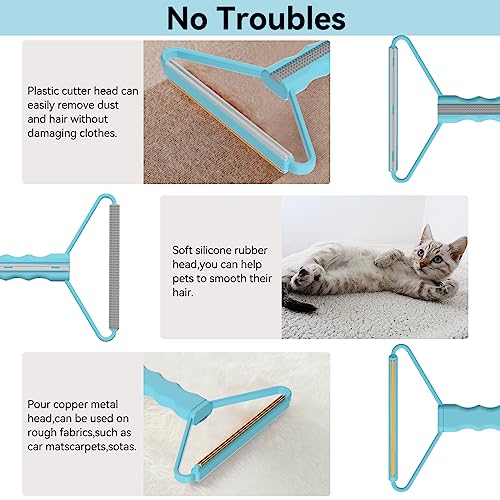 Lint Remover, Pet Hair Remover, Carpet Rake for Dog Cat Fur Removal 1 PCS | Dual Use Lint Brush & Shaver, Pet Hair Removal Tool, Cleans Car Mat Couch Pet Bed Furniture Rug, Removes Pet Fur Quickly - color: Blue With Gray