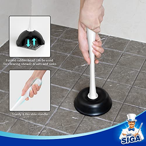 MR.SIGA Toilet Plunger and Bowl Brush Combo for Bathroom Cleaning, White, 2 Sets - color: White
