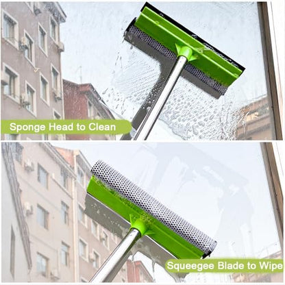 Window Cleaning Kit, Squeegee with Bucket for Windshield Cleaning, Bathroom, Shower Doors, Mirrors, Tiles, and Car Windows (Green) - color: Green