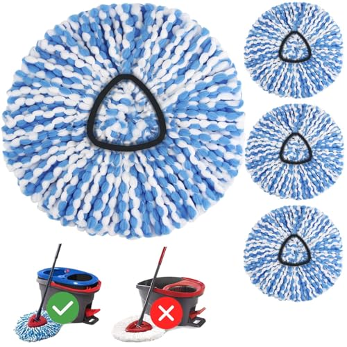 4 Pack Spin Mop Head Replacement for O Cedar RinseClean Spin Mop Refill, Mo-p Replace Head for Only 2-Tank System, Fluffy Microfiber, Deep Cleaning Machine Washable - size: 4pcs 2-Tank Mop Refills Small