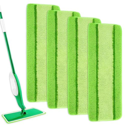 4 Pack Spray Mop Pads Refills Compatible with Libman Freedom Spray Mop, Reusable Microfiber Spray Mop Head Replacement, 16 in Spray Mops for Floor Cleaning (ONLY Pads) - color: Green-4 Pack