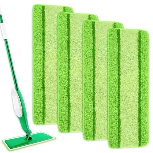 4 Pack Spray Mop Pads Refills Compatible with Libman Freedom Spray Mop, Reusable Microfiber Spray Mop Head Replacement, 16 in Spray Mops for Floor Cleaning (ONLY Pads) - color: Green-4 Pack