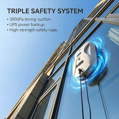 Automatic Window Cleaning Robot, Window Cleaner Robot Auto Dual Spray, 2026 Model Robot Limpia Vidrios AI Path Planning, 3000Pa Suction, Remote Control, Edge Detection for Streak-Free Glass - SS1