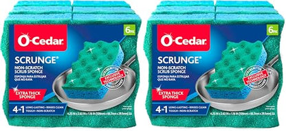 O-Cedar Scrunge Non-Scratch Scrub Sponge Multi-Use,All-Purpose,Odor-Resistant,Scrubbing Sponge Safely Cleans All Hard Surfaces in Kitchen and Bathroom,6 Count (Pack of 2) - size: 6 Count (Pack of 2)