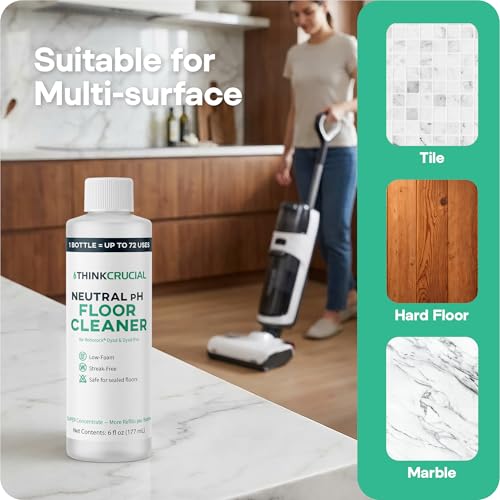 Think Crucial 72x Uses SUPER Concentrate Compatible with Roborock® Dyad & Dyad Pro – 6 oz Neutral pH Multi-Surface Floor Cleaning Solution