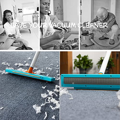 Carpet Rake-Carpet Hair Removal Tool-Carpet Rake to Fluff Carpet-Carpet Scraper Brush Rug Comb Pet Cat Fur Dog Hair Remover for Couch Furniture Carpet Broom