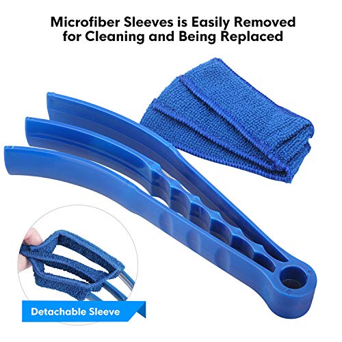Window Blind Cleaner Duster Brush Kit 2 Pack Brush with 6 Microfiber Sleeves - Blind Cleaner Tools for Window Blinds Air Conditioner Jalousie Dust