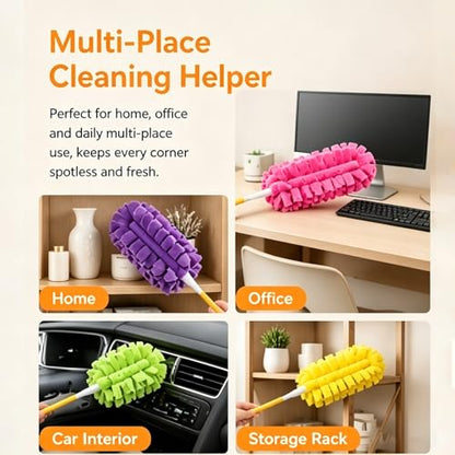 Reusable Chenille Microfiber Dust Duster, 2026 Upgrade Removable Washable Cloth Covers, 360° Electrostatic Duster Refills with Handle, Multi-Surface Dusting Mop for Efficient Home Cleaning (Set A) - color: Set a