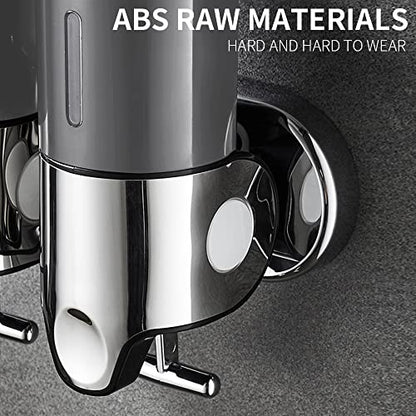 No-Drill 3 Pack 500ml Wall Mounted Soap Dispenser for Bathroom and Kitchen, Shampoo and Conditioner Dispenser Drill Free with Adhesive(Round-Grey) - color: Grey-1