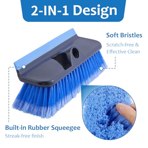 60" Car Wash Brush with Long Handle, Soft Bristle Car Washing Brush Cleaning Brushes for Washing Exterior of RV, Truck, Boat, Solar Panel