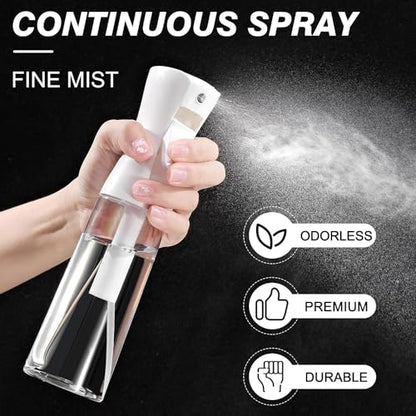 Continuous Empty Mist Spray Bottle 11 oz Clear, 2 Count | Ultra Fine Mist, Hair Styling & Plants & Cleaning, BPA Free, Empty Hair Sprayer Water Bottle