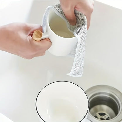 3-Pack Stainless Steel Mesh Cleaning Cloth Set, Silver Durable Non-Detachable Design,Pans and Kitchen Surfaces, Silver - color: Silver