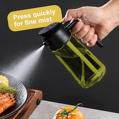 CXINYI - 16oz/470ml Olive Oil Dispenser for Kitchen with Stickers - 2 in 1 Olive Oil Sprayer for Cooking, Air Fryer, and Salad, Black&White (Light-Proof Kitchen Gadget) - color: Black&White