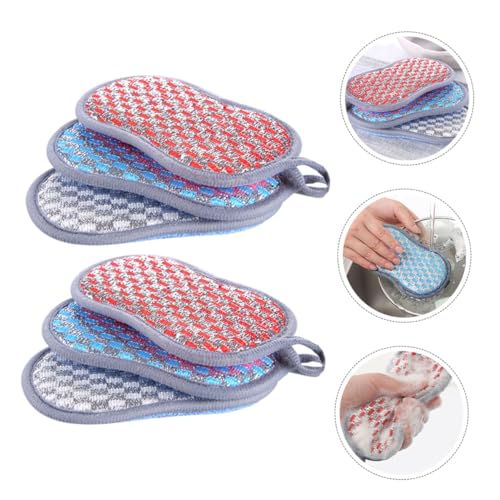 PRETYZOOM 12pcs Kitchen Scrub Brush and Dish Washing Scrubber Sponge Set, Dual-Sided Cleaning Pads for Pots and Pans, Multi-Color Household Kitchen Sink Brushes for Stain Removal