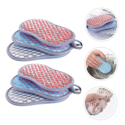PRETYZOOM 12pcs Kitchen Scrub Brush and Dish Washing Scrubber Sponge Set, Dual-Sided Cleaning Pads for Pots and Pans, Multi-Color Household Kitchen Sink Brushes for Stain Removal