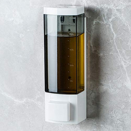 Soap Dispensers 250ml ABS Plastic Drill Free with Adhesive or Wall Mount with Screws Liquid Hand Shower Dispenser for Bathroom or Kitchen - size: 1-Chamber