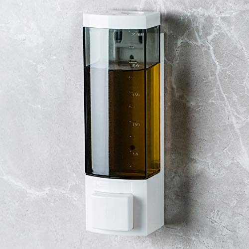 Soap Dispensers 250ml ABS Plastic Drill Free with Adhesive or Wall Mount with Screws Liquid Hand Shower Dispenser for Bathroom or Kitchen - size: 1-Chamber