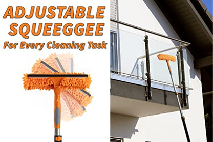 1.5-3 ft Window Squeegee with Long Handle & Dusting Kit // Car Window Cleaner Tool & Window Squeegee with Scrubber with Telescopic Extension Pole