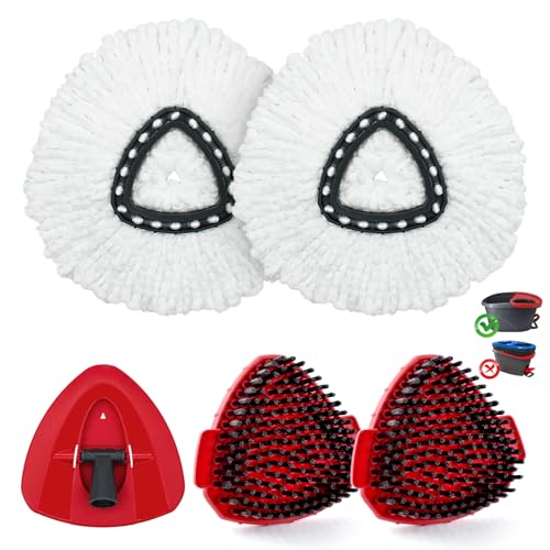 Mop Heads Replacement for Ocedar, Mop Replace Head for Ocedar EasyWring 1 Tank, Microfiber Spin Mop Refills, Include 2 Mop Replacement Head Deep Cleaning, 1 Mop Base and 2 Upgraded Scrubber Mop Head - size: 2 Mop Head & 1 Base & 2 Upgraded Scrubber