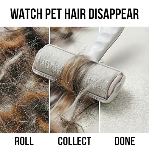 Pet Hair Remover Roller + Glove Kit – Reusable, No Sticky Sheets, Removes Dog & Cat Hair from Couch, Carpet & Furniture Instantly