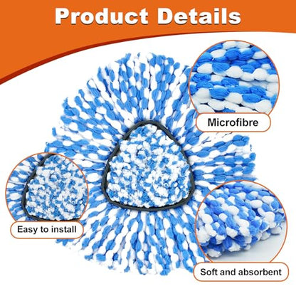 2 Microfiber Mop Head Refills and 2 Chenille Mop Pads,1 Upgrade Scrub Brush 1 Spin Mop Base for O Cedar RinseClean 2 Tank Spin Mop System,Spin Microfiber Mop Refills for Cleaning All Floors - color: 2blue+2green+2red