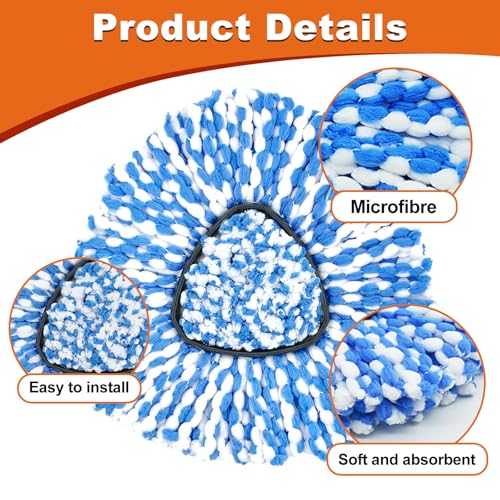 2 Microfiber Mop Head Refills and 2 Chenille Mop Pads,1 Upgrade Scrub Brush 1 Spin Mop Base for O Cedar RinseClean 2 Tank Spin Mop System,Spin Microfiber Mop Refills for Cleaning All Floors - color: 2blue+2green+2red