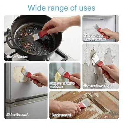 3 Pcs Wire Brush Scraper Multi-Kitchen Cleaning Scrub Brushes Small Stainless Steel Brass Grill Nylon Bristle Deburring Metal Heavy Duty Cleaning Rust Removal for Ovens Stoves Induction Hob