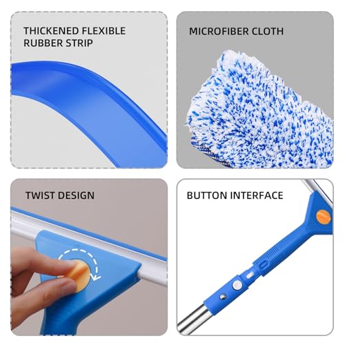 Professional Window Cleaning kit, 2-in-1 Window Squeegee with 122" Extension Poles, Suitable for Indoor & Outdoor Windows, High Glass, High Windows, Multi-Purpose Car Windshield Cleaning - size: 15.74 - 122.05"