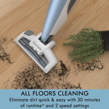 Kenmore DS1020 16V Cordless Stick Vacuum Lightweight 2-in-1 Handheld, LED Headlight with 2-Speed Power Control for Hardwood Floor, Carpet & Pet Hair, Gray-Blue - style: Gray-Blue