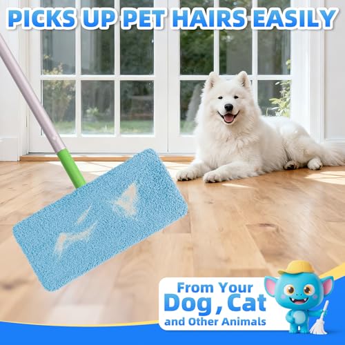 8 Pack Reusable Mop Pads Compatible with Swiffer Sweeper Mop, Dry and Wet Pads Refill, Microfiber Pads, Washable Sweeping Cloths for Surface/Hardwood Floor Cleaning (Blue) - color: Blue