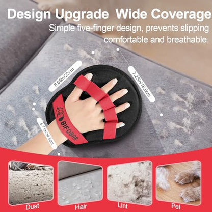 Pet Hair Removal Glove - Magic Brush Electrostatic Mitt for Dogs & Cats, Reusable Grooming Gloves - Dog Hair Remover Tool with 5-Finger Design for Couch, Carpet, Furniture, Laundry & Clothing - color: Red
