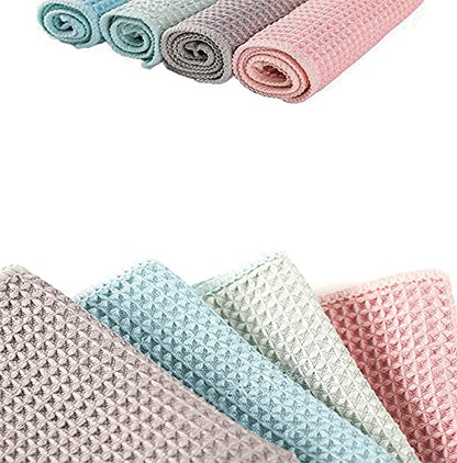 GM Home 8 PCS Waffle Weave Premium Microfiber Cleaning Cloth Kitchen Dish Cloth Rags, Ultra Absorbent and Thick Dish Clothes for Washing Dishes, Fast Drying Cleaning Towels, 12 x 12 in