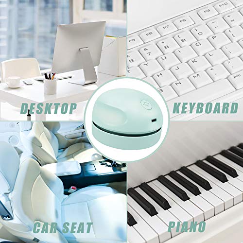 Desktop Vacuum Cleaner USB Charging with Vacuum Nozzle Cleaning Brush, Detachable Design & Portable Mini Table Dust Vaccum Cleaner, Clean Dust, Crumbs, Piano, Computer, Car Etc(Light Green) - color: Green