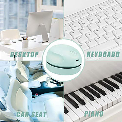 Desktop Vacuum Cleaner USB Charging with Vacuum Nozzle Cleaning Brush, Detachable Design & Portable Mini Table Dust Vaccum Cleaner, Clean Dust, Crumbs, Piano, Computer, Car Etc(Light Green) - color: Green