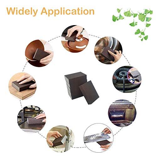 Krisler 8pc Carborundum Sponge Nano Emery Sponges Caspian Stone Pot Clean Brush Rust Eraser Grit Scouring Pads Pot Cleaning Pads with Carborundum Washing Kitchen Cleaner Tool(thickness-1inch) - size: Brown 1 Inch (Pack of 8)