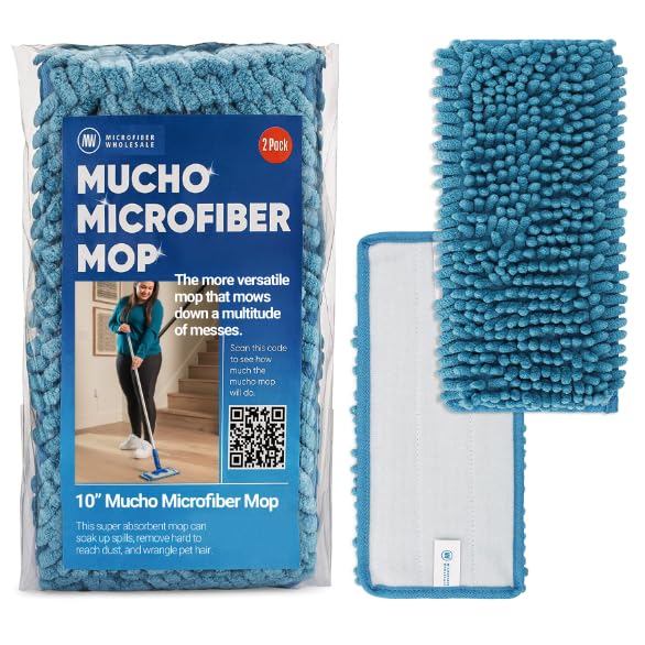 Microfiber Wholesale 10" Dry & Wet Mucho Mop Pads - Compatible with Swiffer Wet Jet - Reusable & Washable Microfiber Mop Heads, 2 Pack - size: 10" Pad