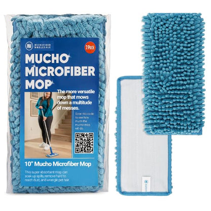 Microfiber Wholesale 10" Dry & Wet Mucho Mop Pads - Compatible with Swiffer Wet Jet - Reusable & Washable Microfiber Mop Heads, 2 Pack - size: 10" Pad