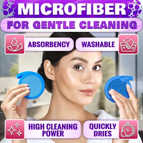 2 in 1 Face Scrub Pads, Reusable Makeup Remover Pads 3 Pcs – Microfiber Exfoliating Washcloth, Washable Face Scrubber, Facial Cleansing Pads for Eyes, Lips & Neck, Makeup Remover Cloth, Gift for Women
