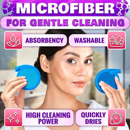 2 in 1 Face Scrub Pads, Reusable Makeup Remover Pads 3 Pcs – Microfiber Exfoliating Washcloth, Washable Face Scrubber, Facial Cleansing Pads for Eyes, Lips & Neck, Makeup Remover Cloth, Gift for Women