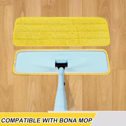 16.5 Inch Reusable Mop Pads Microfiber Spray Mop Replacement Heads for Wet/Dry Mops Compatible with Bona Floor Care System (6 Pack) - color: Yellow Mop Pads