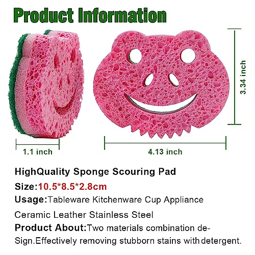 12 Pack Scrub Sponge,Bulk Sponges,Dual-Sided Multi-Functional Premium Cleaning Sponges,Dishwashing Sponge for Heavy Duty Scouring Pads,Bathroom,Dish,Furniture,Kitchen(Frog Shape)