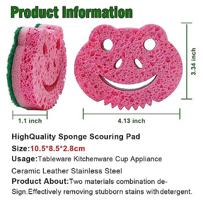 12 Pack Scrub Sponge,Bulk Sponges,Dual-Sided Multi-Functional Premium Cleaning Sponges,Dishwashing Sponge for Heavy Duty Scouring Pads,Bathroom,Dish,Furniture,Kitchen(Frog Shape)