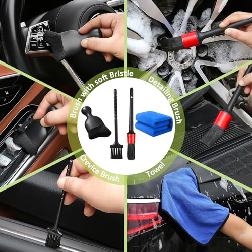 Qydipclin 10pcs Windshield Cleaning Tool Inside Car Window Cleaner Wash Kit with 4 Reusable Microfiber Pads 1 Spray Bottle and Extendable Handle Interior Auto Glass Wiper Kit, Multicolor - color: Blue & Green & Gray & Red