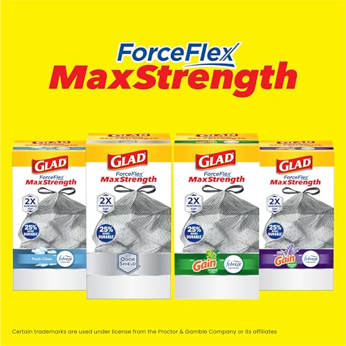 Glad ForceFlex MaxStrength Kitchen Trash Bags, 20 Gal, Fresh Clean Febreze, 80 Ct (Package May Vary) (Pack of 3) - size: 80 Count (Pack of 3)