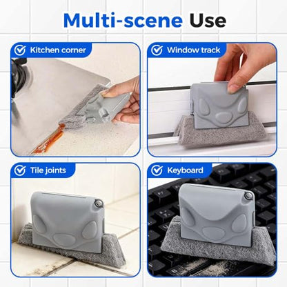 Magic Window Track Cleaner, 2025 Upgraded Window Groove Cleaning Brush Tools Set, Hand-held Window Track Cleaner Brushes Tools, Sliding Track Cleaner for Sliding Door, Sill, Tile Lines (2 PCS Grey) - color: 2 Pcs Grey