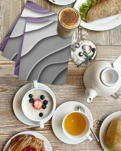 Ombre Purple Hand Towels Set,Waffle Weave Kitchen Towels 2 Pieces,Microfiber Hair Face Bath Tea Towel Absorbent Quick Drying Cleaning Dish Cloths,Abstract Geometric Grey Modern White 15.7"x23.6" - color: Purple, size: 2PCS,15.7"x23.6"