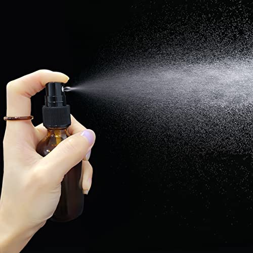 LUFEVRM 2oz Amber Glass Spray Bottles,Empty Small Perfume Travel Refillable Reusable Fine Mister Spray Bottle for Hair,Cleaning Solutions,Aromatherapy and Essential Oil with Extra Nozzle(2 Pack) - color: Amber, size: 2 pack