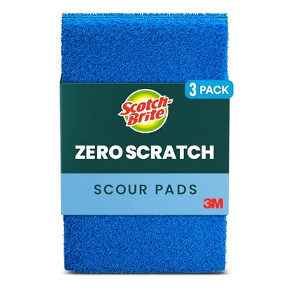 Scotch-Brite Zero Scratch Scour Pads, 6 in. x 3.8 in. (Blue) / 3-Pack