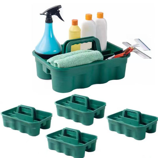 Matthew 5 Pack Large Plastic Tote Tool & Deluxe Supply Cleaning Caddy with Handle Portable Shower Basket Storage Caddy for Cleaning Products,Take-Out Drink,Bathrooms - Green - color: Green, size: Pack of 5
